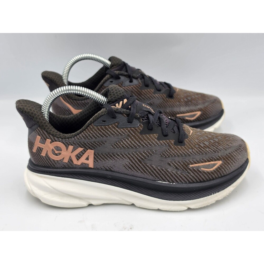 Hoka One One Clifton 9 Black/RoseGold Running Shoe's Women's Size 7B 1127896BRGL